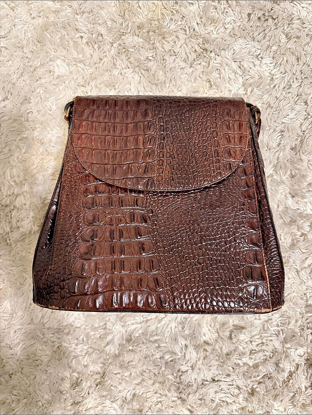 Brahmin Brown Crocodile-Embossed Crossbody Bag